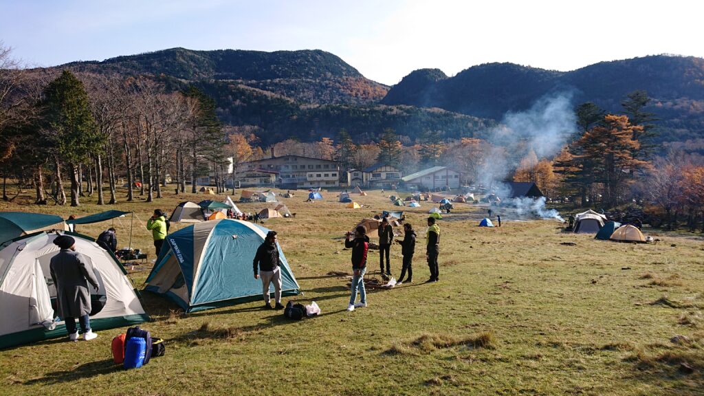 A campsite of Nikko area with some big tents