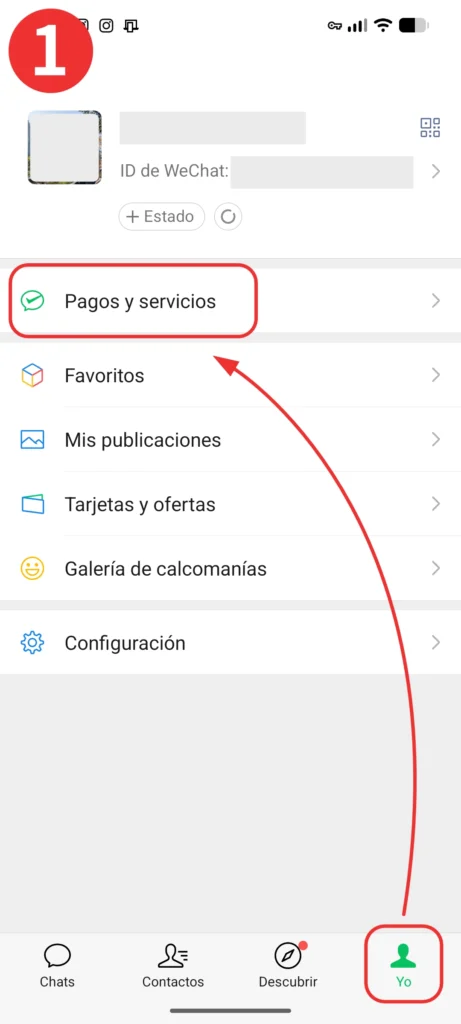 Step 1 of "Add a card information" to WeChat app